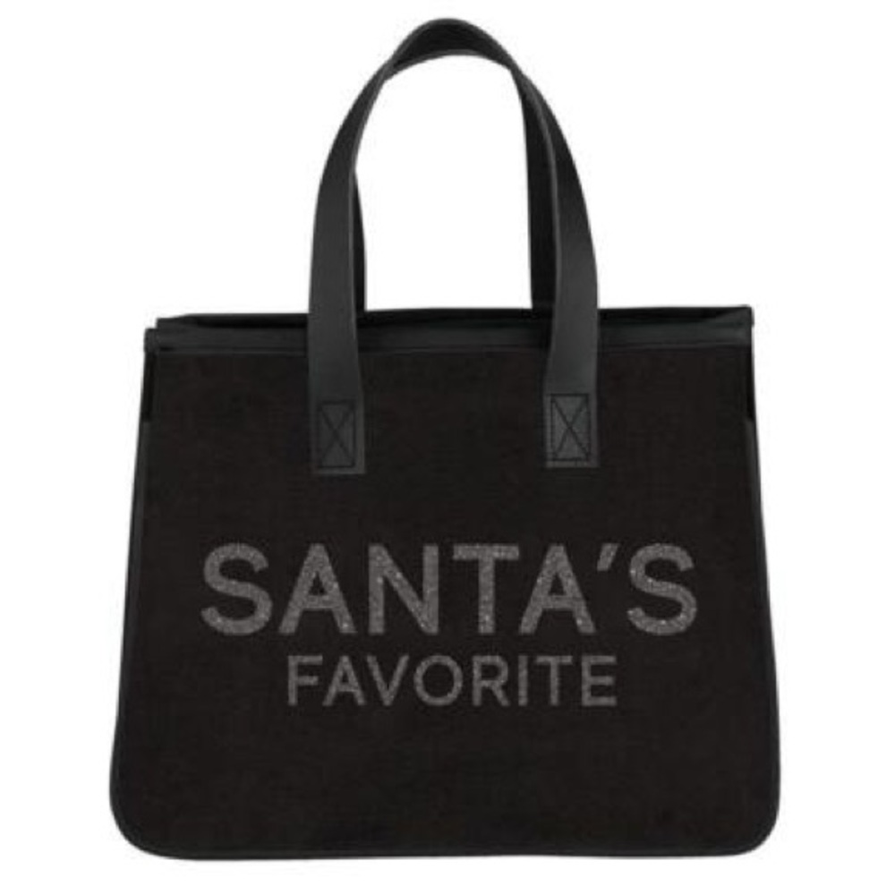 Santa Barbara Design Studio Black Holiday Mini Canvas Tote Bag, Santa’s Favorite